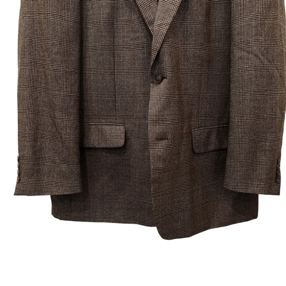 Gerald Austin Plaid Sport Coat Blazer 42 R Regular Brown